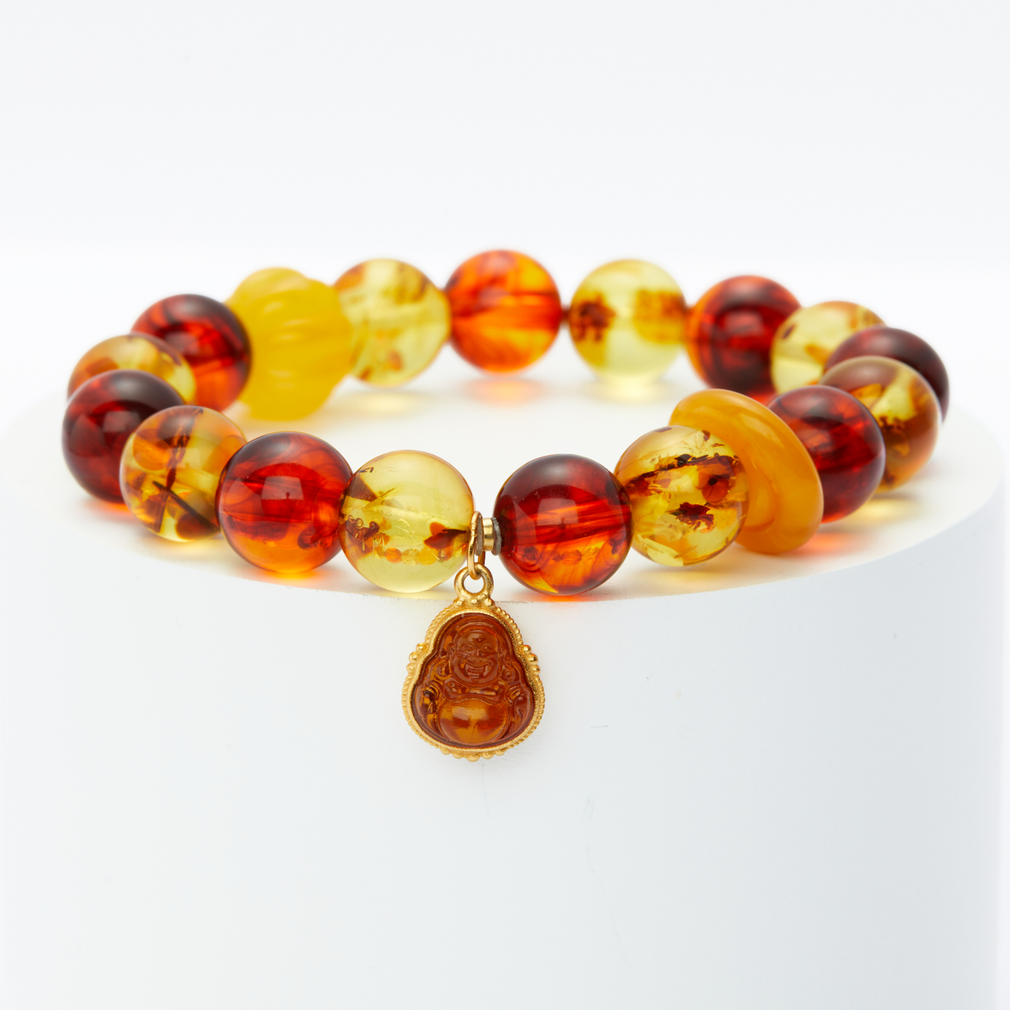 Divine Harmony: Red Amber & Beeswax Amber Bracelet