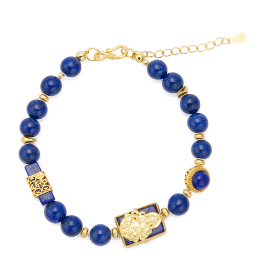 Divine Wealth: Lapis Lazuli & Buddha Bracelet