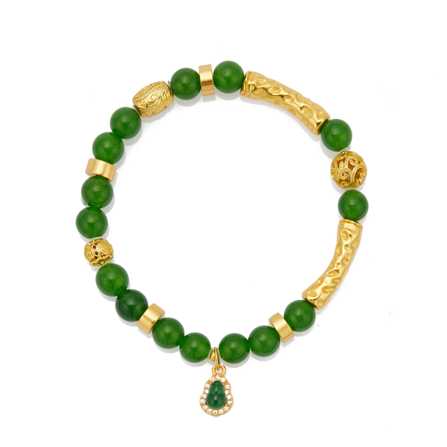 Blessed Heritage: Green Jade Gourd Bracelet